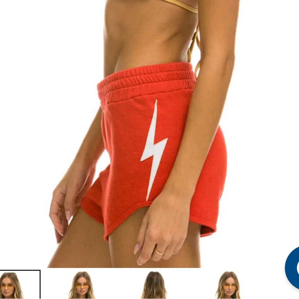 Aviator Nation Red Lightning Bolt Stitch Shorts